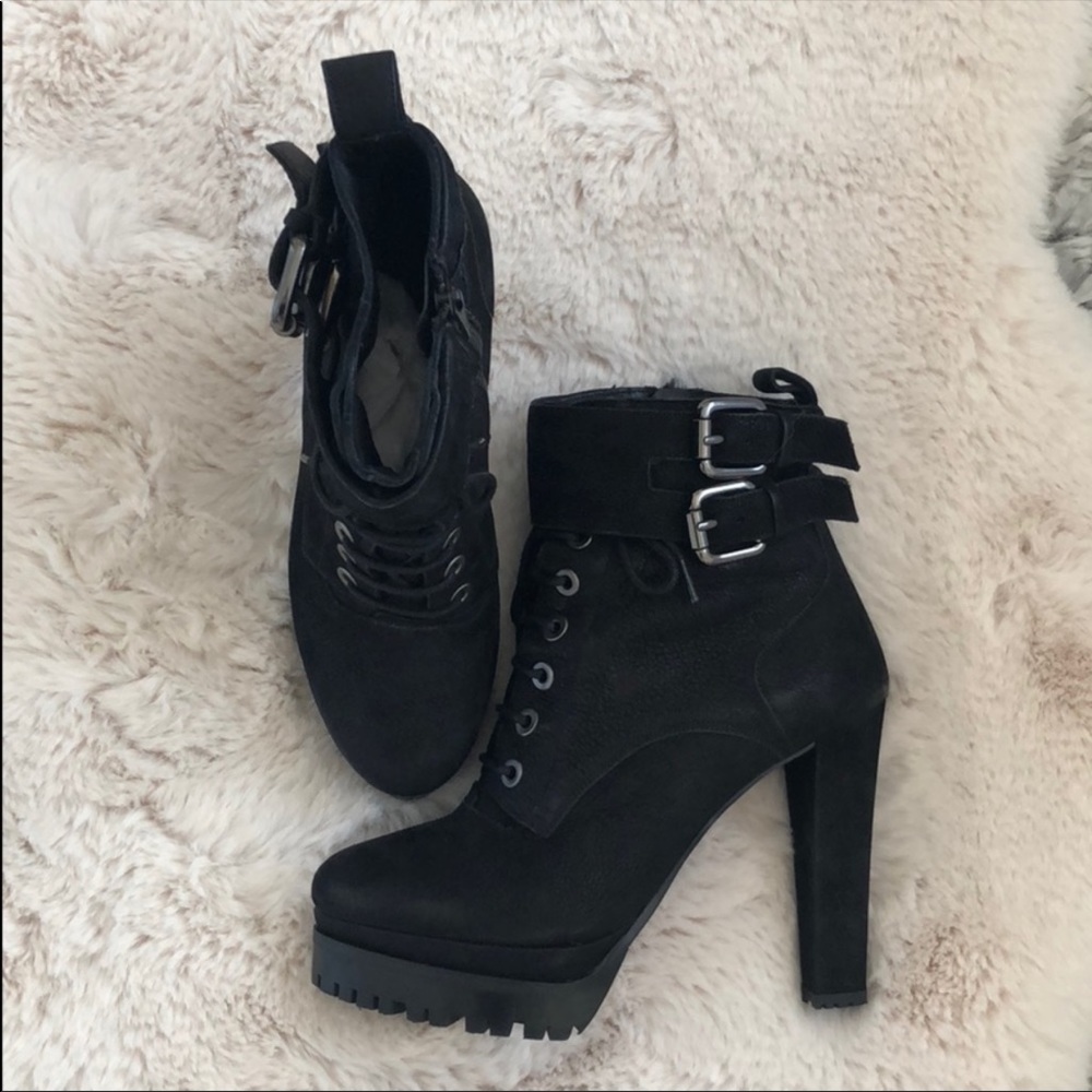 All saints boots black buckle size 39